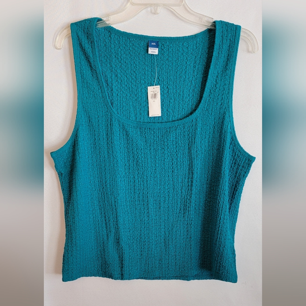 NWT Old Navy Turquoise Blue Boxy Ribbed Tank Top XXL - Picture 3 of 5